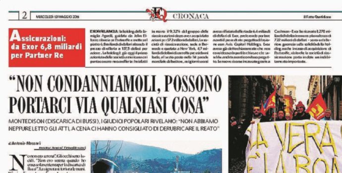 Copertina di Sul Fatto di ieri: ”Non condanniamoli o ci portano via tutto”