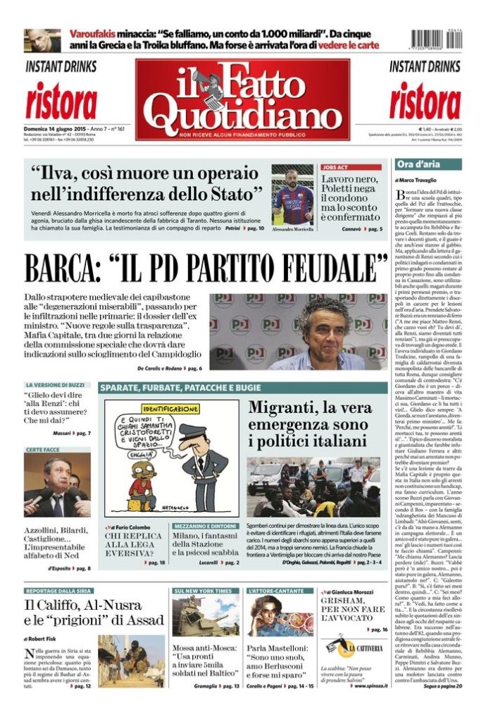 Copertina di domenica 14 giugno 2015