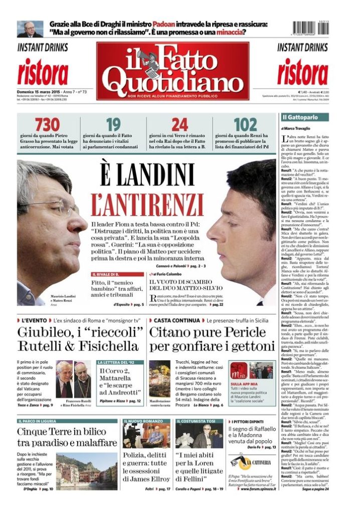 Copertina di domenica 15 marzo 2015