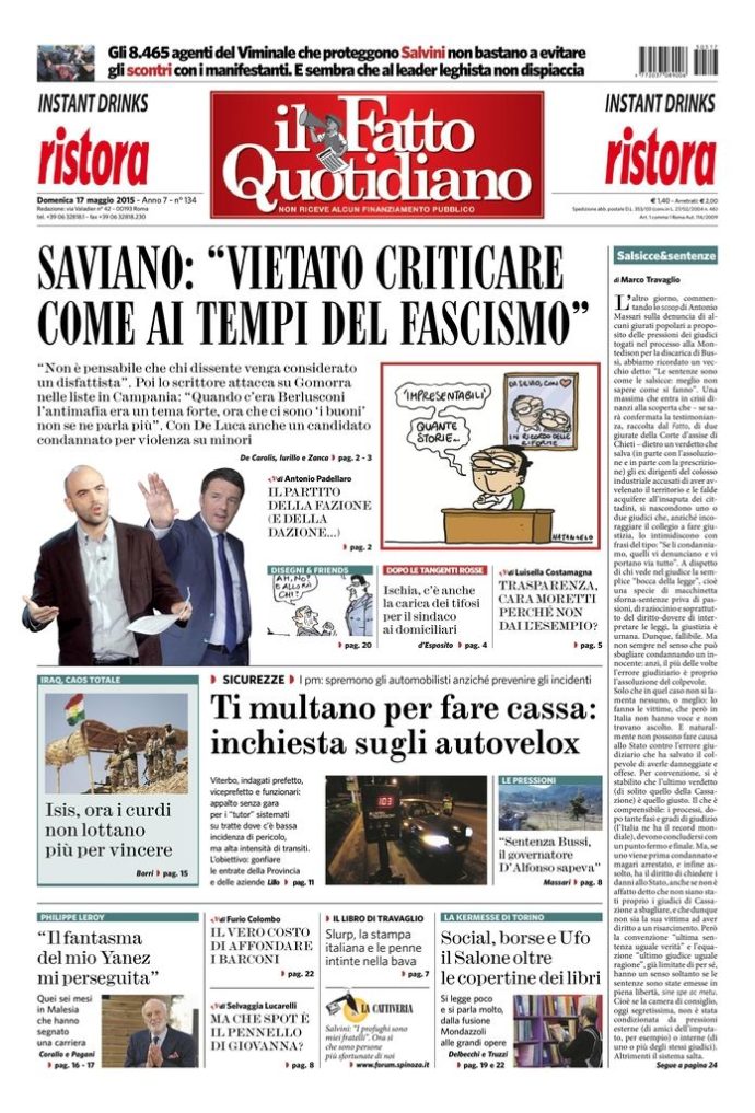 Copertina di domenica 17 maggio 2015