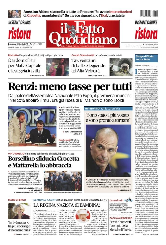 Copertina di domenica 19 luglio 2015