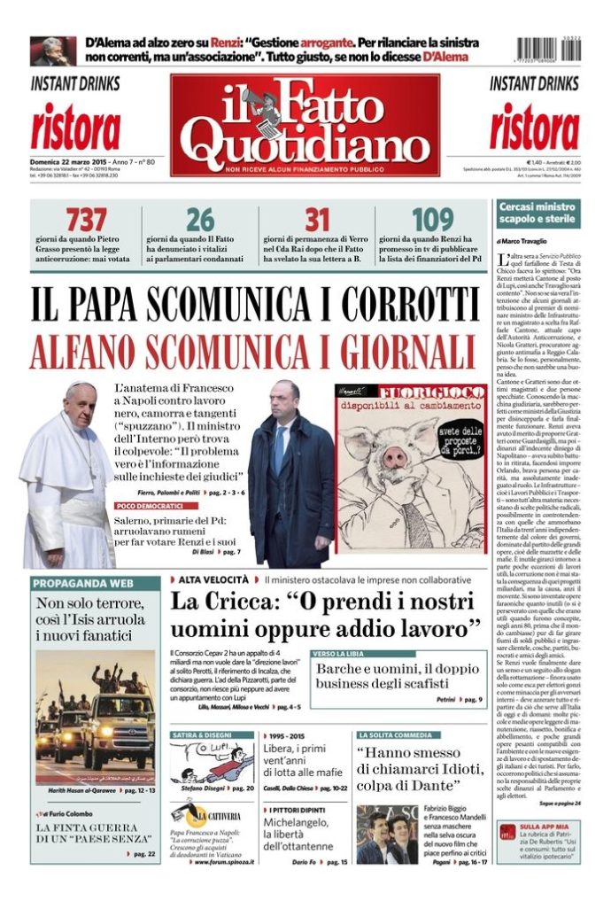 Copertina di domenica 22 marzo 2015