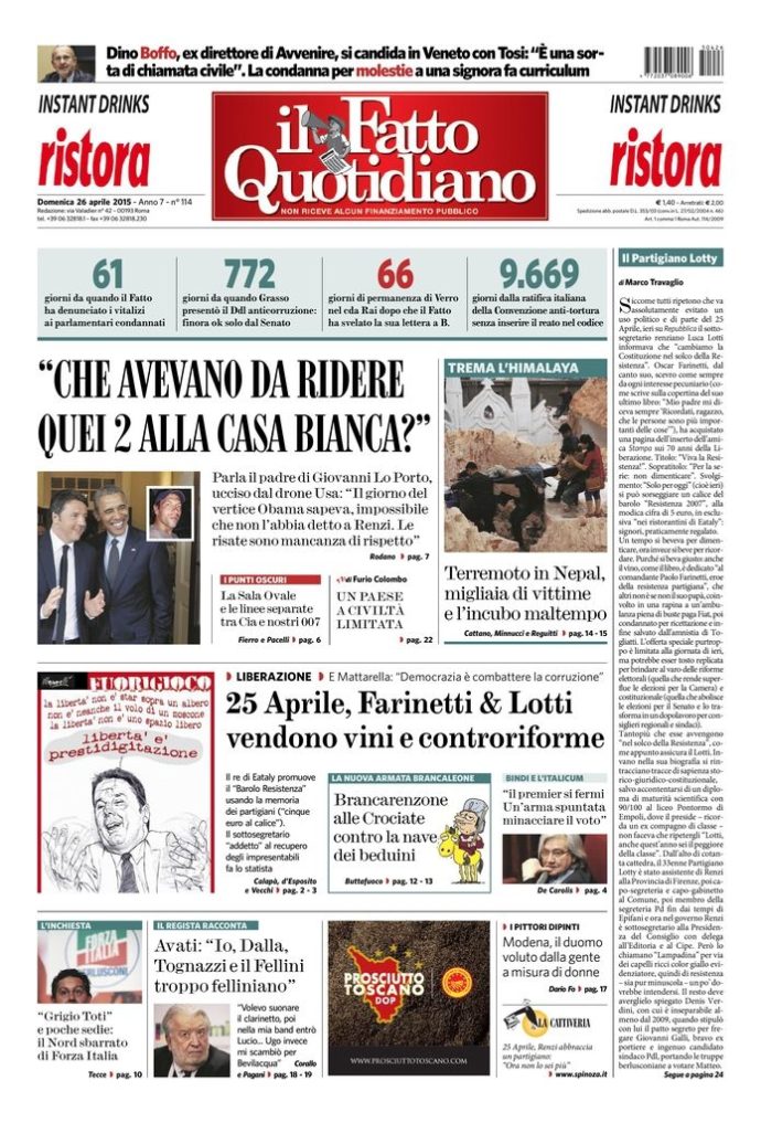 Copertina di domenica 26 aprile 2015