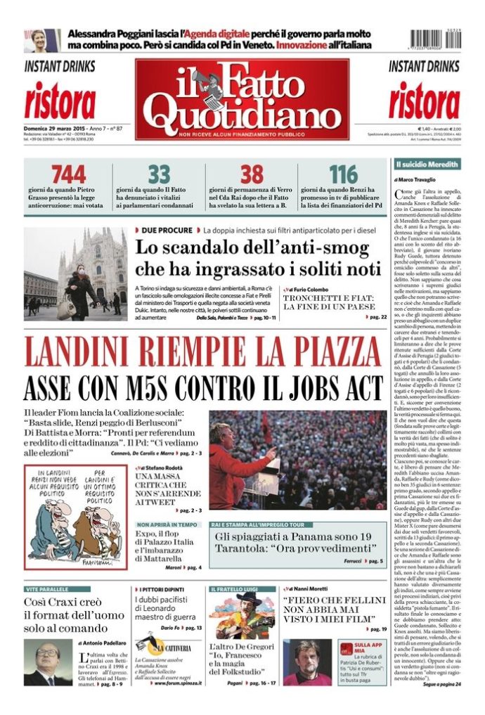 Copertina di domenica 29 marzo 2015