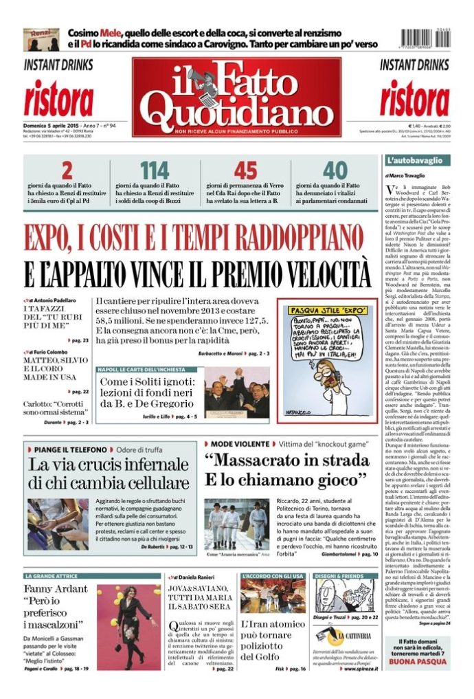 Copertina di domenica 5 aprile 2015