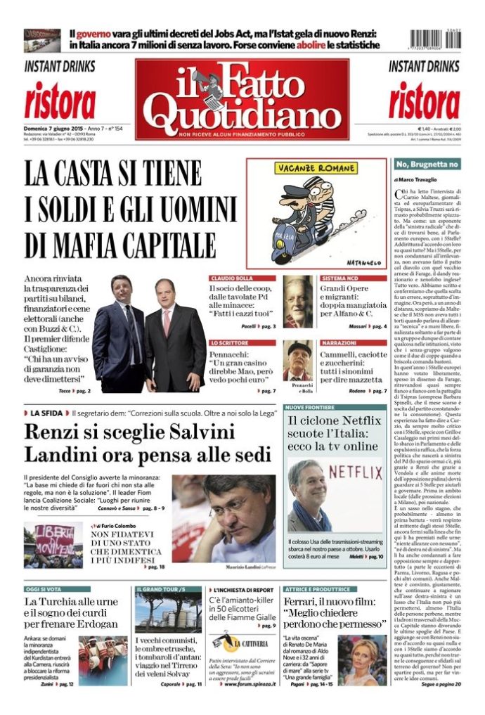 Copertina di domenica 7 giugno 2015