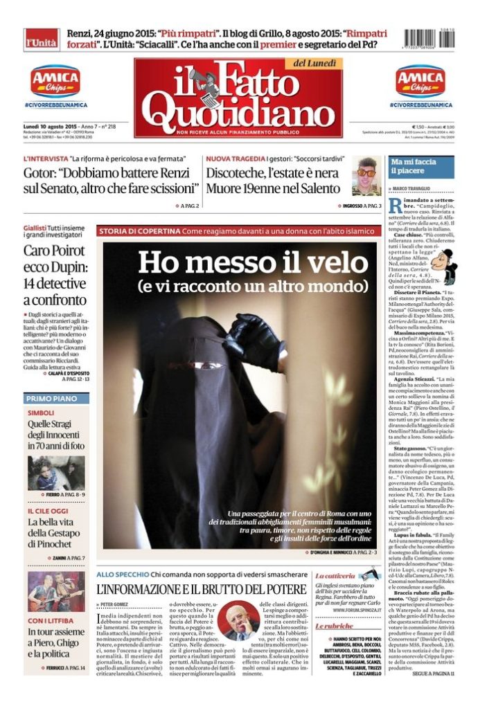 Copertina di lunedì 10 agosto 2015