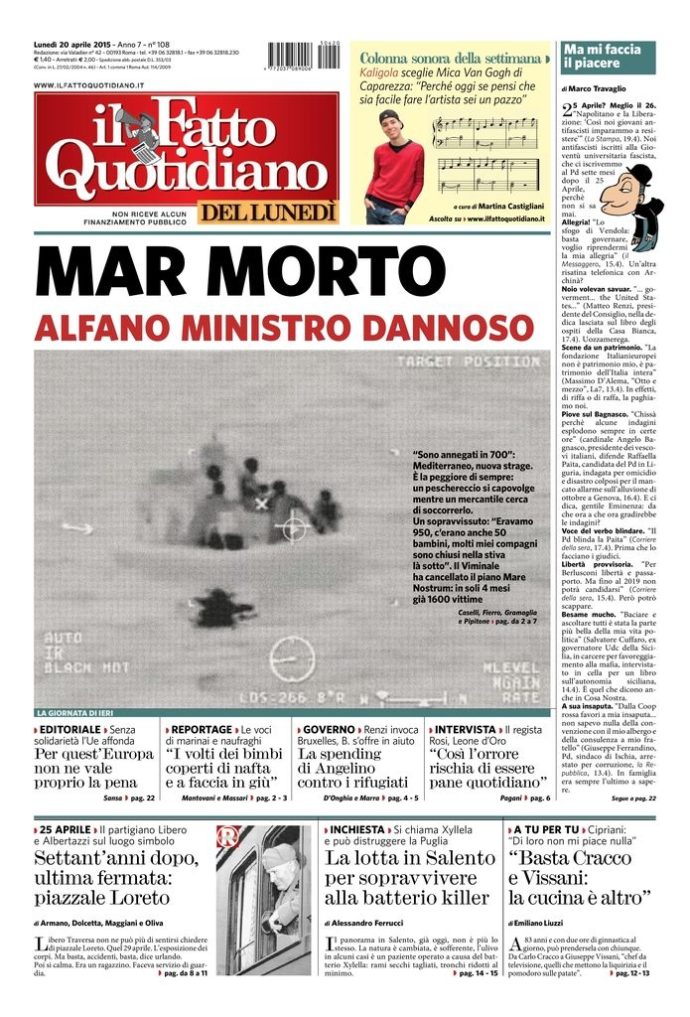 Copertina di lunedì 20 aprile 2015