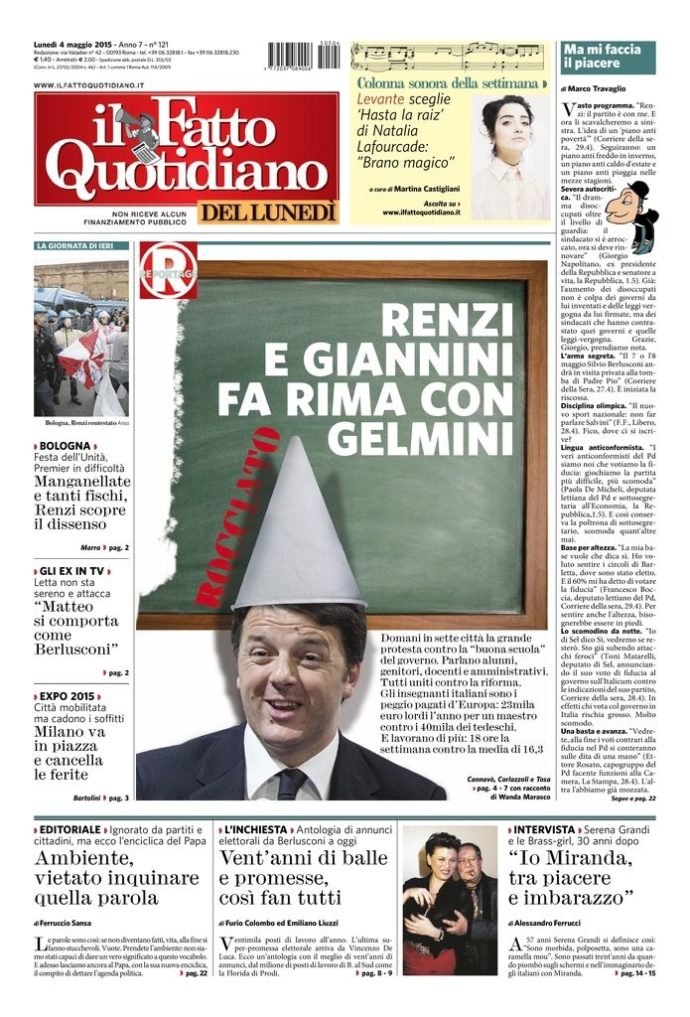 Copertina di lunedì 4 maggio 2015