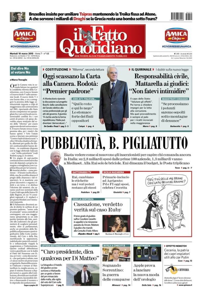 Copertina di martedì 10 marzo 2015