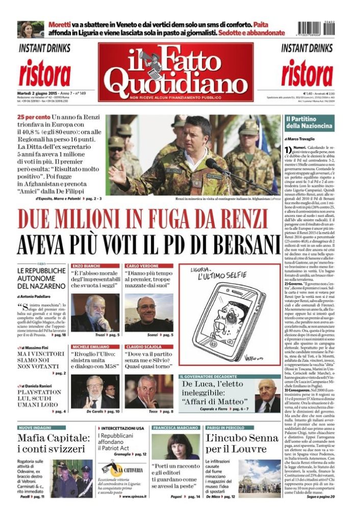 Copertina di martedì 2 giugno 2015