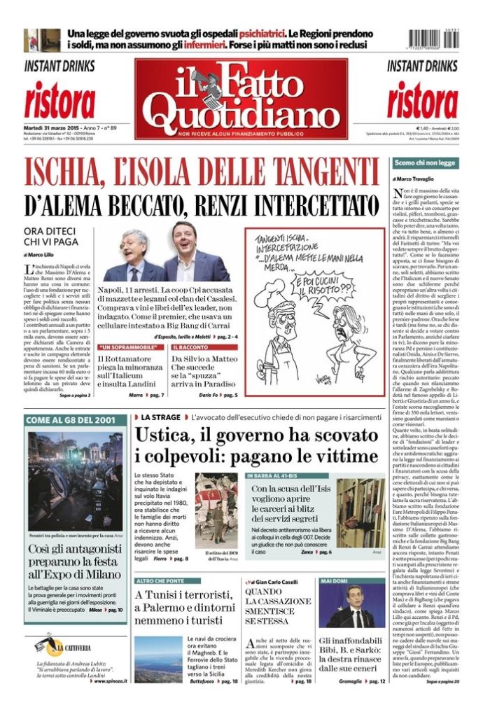 Copertina di martedì 31 marzo 2015