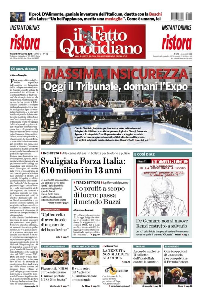 Copertina di venerdì 10 aprile 2015