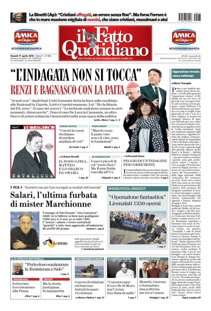 Copertina di venerdì 17 aprile 2015