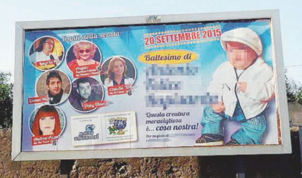 “Il bambino è… cosa nostra”. Rimossi i manifesti