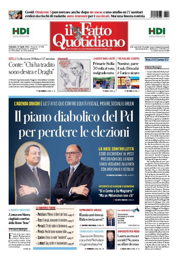 Copertina di domenica 24 Luglio 2022