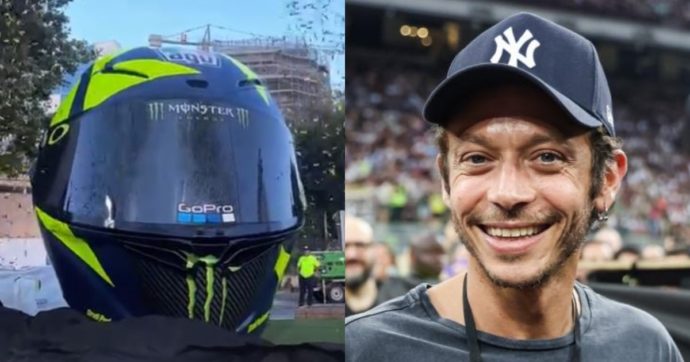 Un casco gigante dedicato a Valentino Rossi: “Un vero onore”. L’opera installata a Pesaro