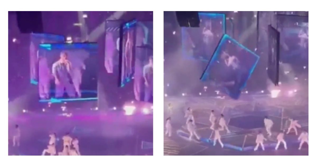 Maxi schermo si stacca durante il concerto di una boyband e crolla sui ballerini: le immagini sono scioccanti