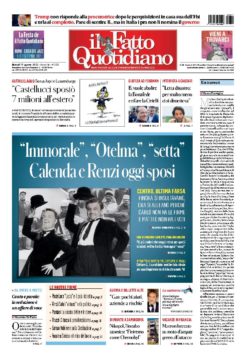 “Immorale”, “Otelma”, “setta”  Calenda e Renzi oggi sposi