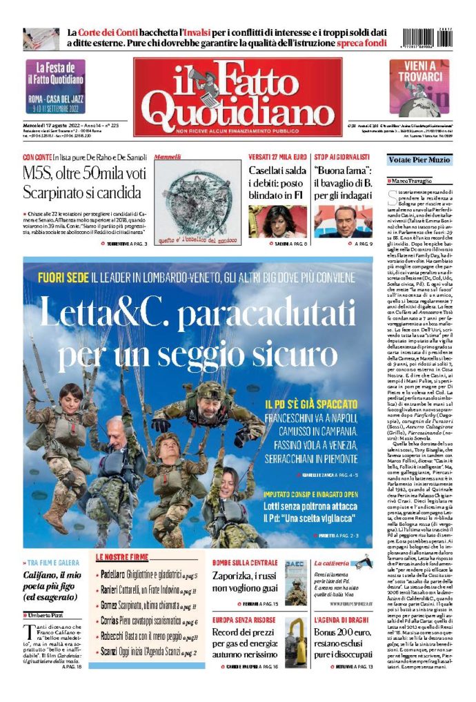 Copertina di mercoledì 17 Agosto 2022