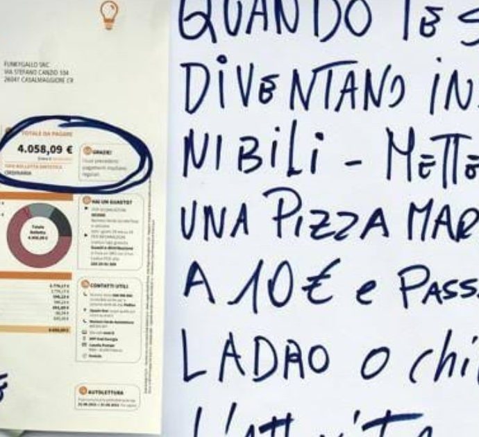 Bolletta della luce sul menù e la pizza margherita vola a 10 euro. La provocazione del ristoratore: “O passo da ladro o chiudo l’attività”