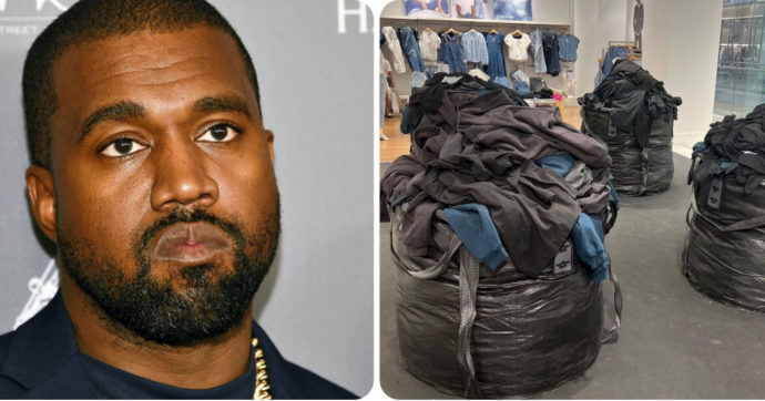 Kanye West, abiti ispirati ai senzatetto venduti in sacchi della spazzatura: “Ti dicono di scavare dentro per trovare la tua taglia”. È polemica