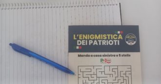 Copertina di ‘Enigmistica dei patrioti’, questo il livello della campagna elettorale: una farsa tragicomica
