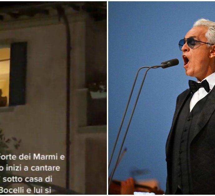 Fan vanno sotto casa di Andrea Bocelli e gli cantano una serenata: la reazione del cantante al balcone è virale – VIDEO