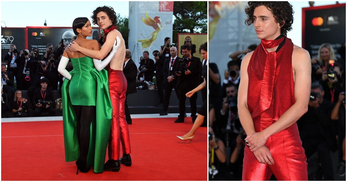 Timothée Chalamet show a Venezia: il look rosso fuoco con schiena nuda infiamma (e spiazza) il red carpet  – FOTO