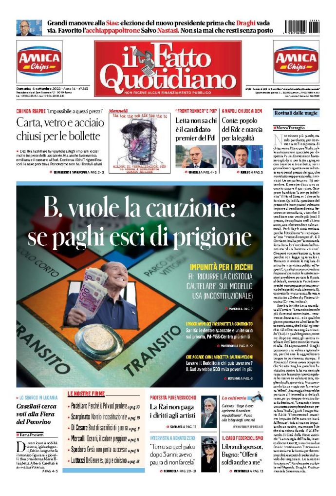 Copertina di domenica 4 Settembre 2022