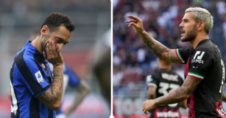 Copertina di Milan-Inter, scintille prima del derby: tensione tra gli ex compagni di squadra Calhanoglu e Theo Hernandez