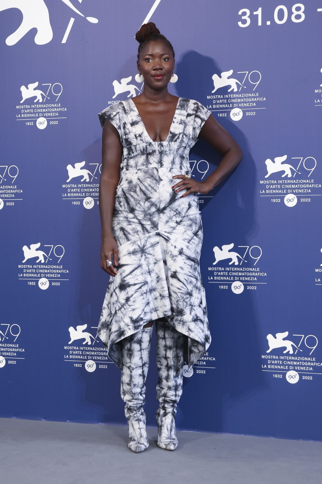 Alice Diop poses for photographers upon arrival at the premiere of the film ‘Saint Omer’ during the 79th edition of the Venice Film Festival in Venice, Italy, Wednesday, Sept. 7, 2022. (Photo by Joel C Ryan/Invision/AP)