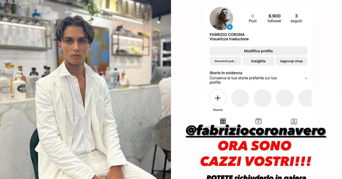 Fabrizio Corona torna su Instagram e il figlio Carlos Leon si sfoga: “Ora sono caz** vostri”! Fagli vedere cosa hai preparato papà”
