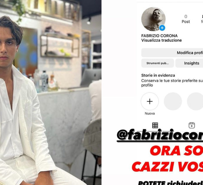 Fabrizio Corona torna su Instagram e il figlio Carlos Leon si sfoga: “Ora sono caz** vostri”! Fagli vedere cosa hai preparato papà”