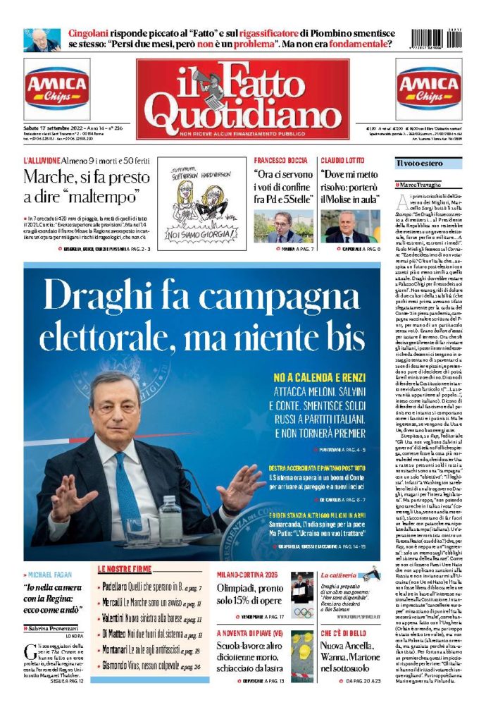 Copertina di sabato 17 Settembre 2022