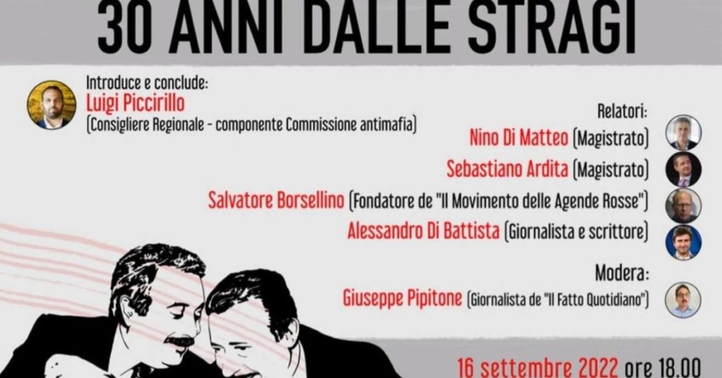 “30 anni dalle stragi”, in diretta il convegno con Di Matteo, Ardita, Salvatore Borsellino e Di Battista e Pipitone