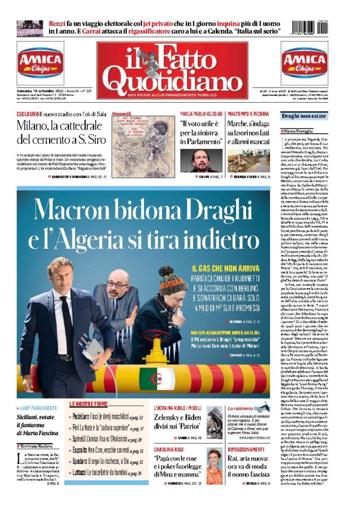 Copertina di domenica 18 Settembre 2022