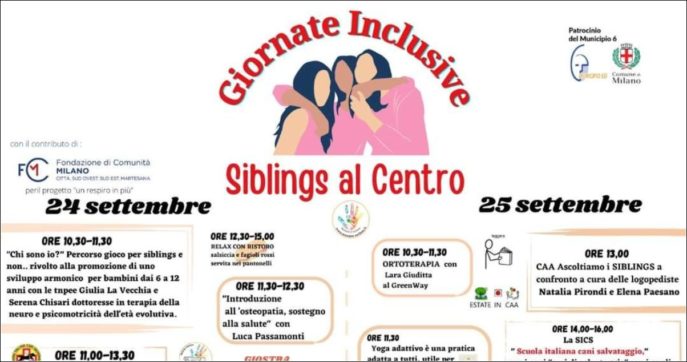 “Giornate inclusive: siblings al centro”, a Milano l’evento dedicato a fratelli e sorelle delle persone con disabilità
