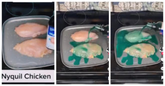 Copertina di “Cucinare il pollo con lo sciroppo per la tosse è pericoloso”: l’allarme della autorità sanitarie dopo il video su TikTok