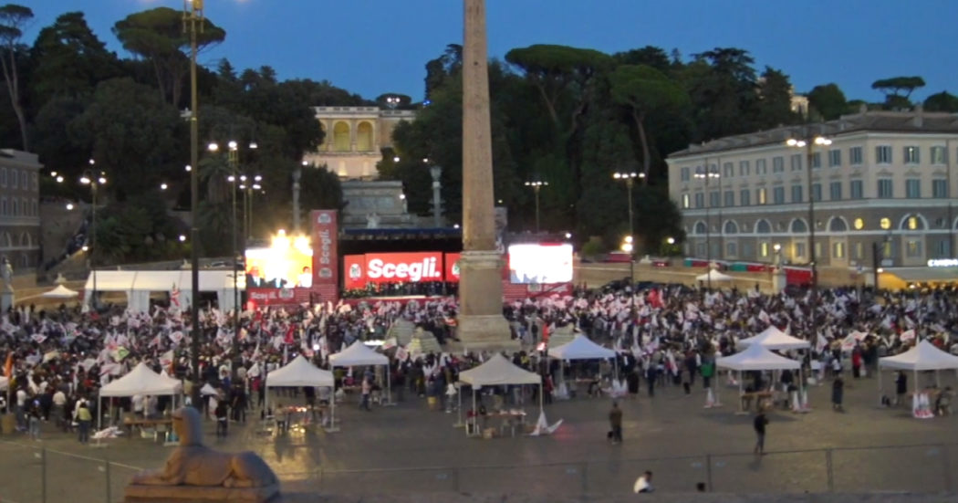 Elezioni, Letta chiude la campagna elettorale del Pd, ma la piazza è semivuota: i video dell’alto
