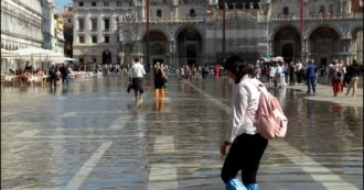 Copertina di Torna l’acqua alta a Venezia, allagata Piazza San Marco: il livello è troppo basso per l’attivazione del Mose