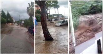 Copertina di Crisi climatica, nubifragio a Formia: esonda il Rio Fresco. Le strade trasformate in fiumi di fango – Video