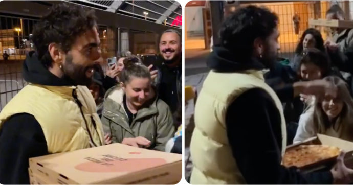 Marco Mengoni consegna pizze ai fan: “Sei speciale”, “Solo tu potevi fare un gesto del genere”. Il gesto prima del concerto