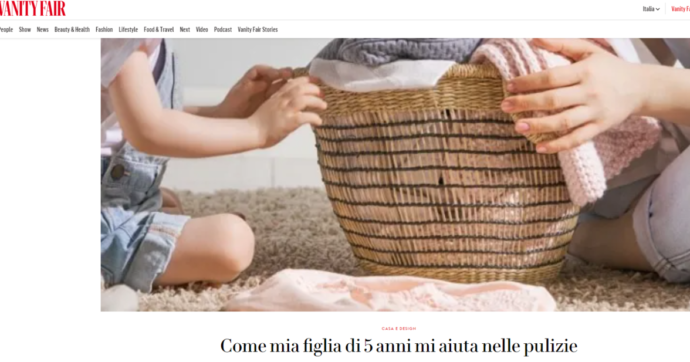 Copertina di Vanity Fair e le bambine di 5 anni che amano le faccende domestiche