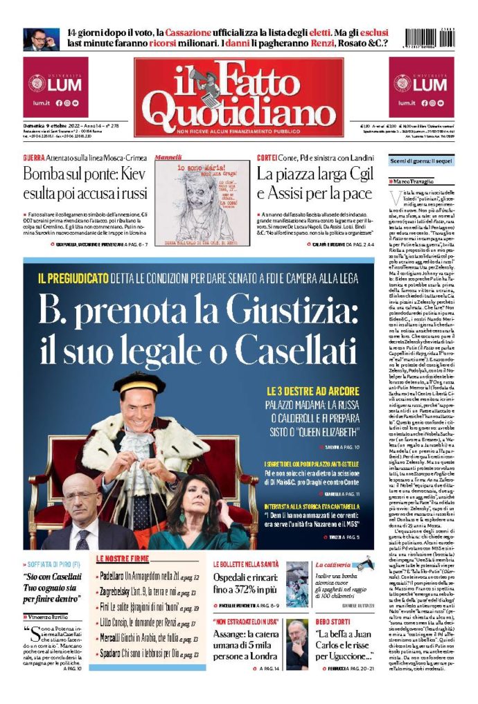 Copertina di domenica 9 Ottobre 2022