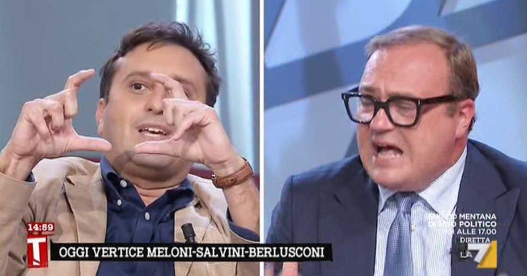 Lite Parenzo-Cerno a La7. “Hai cambiato più partiti tu di chiunque altro”. “Hai sempre leccato il Pd, sei un personaggio finto”