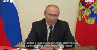 Copertina di Vladimir Putin annuncia l’introduzione della legge marziale nelle quattro regioni ucraine annesse dalla Russia – Video