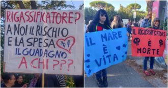 ARCHIVE |  Piombino regasification terminal, 3 thousand in procession and there are also FDI flags.  