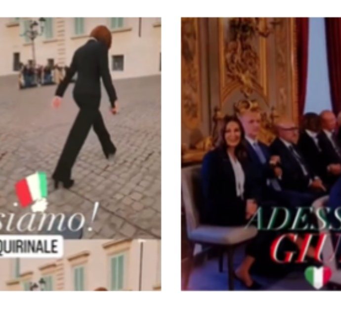 La ministra dell’Università Anna Maria Bernini posta i video dal Quirinale e mette “T’appartengo” di Ambra come colonna sonora