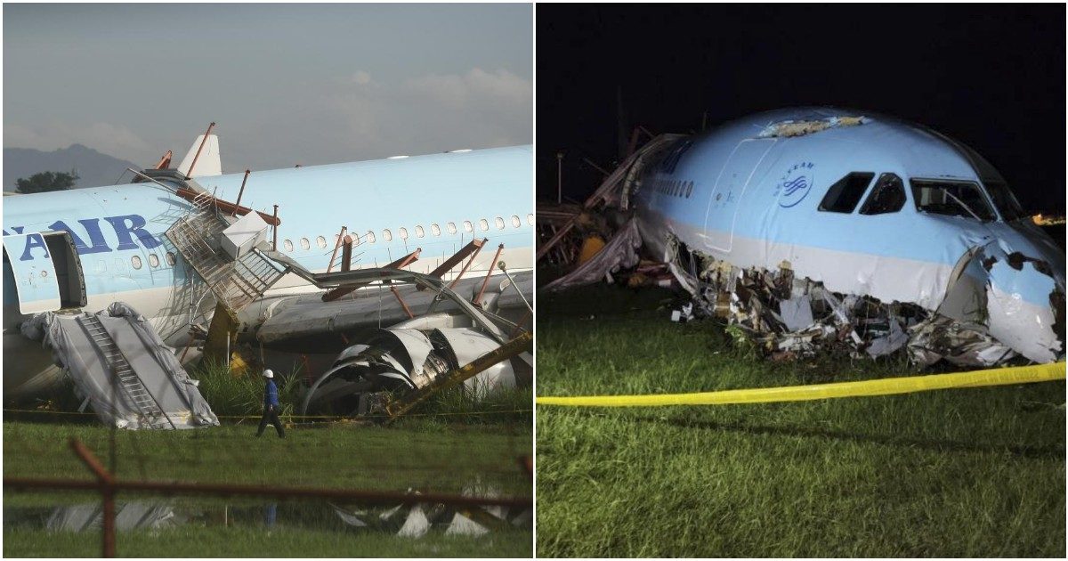 Aereo Korean Air con 173 persone finisce fuori pista al terzo tentativo di atterraggio: salvi tutti i passeggeri, tragedia sfiorata nelle Filippine – LE FOTO